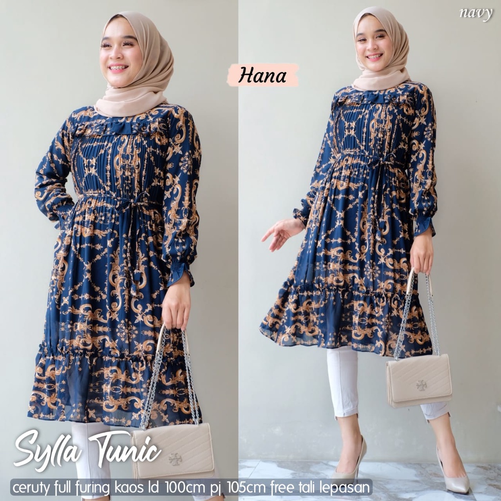 Sylla Tunik Tunic Wanita Terbaru Ceruty Premium Original Hana