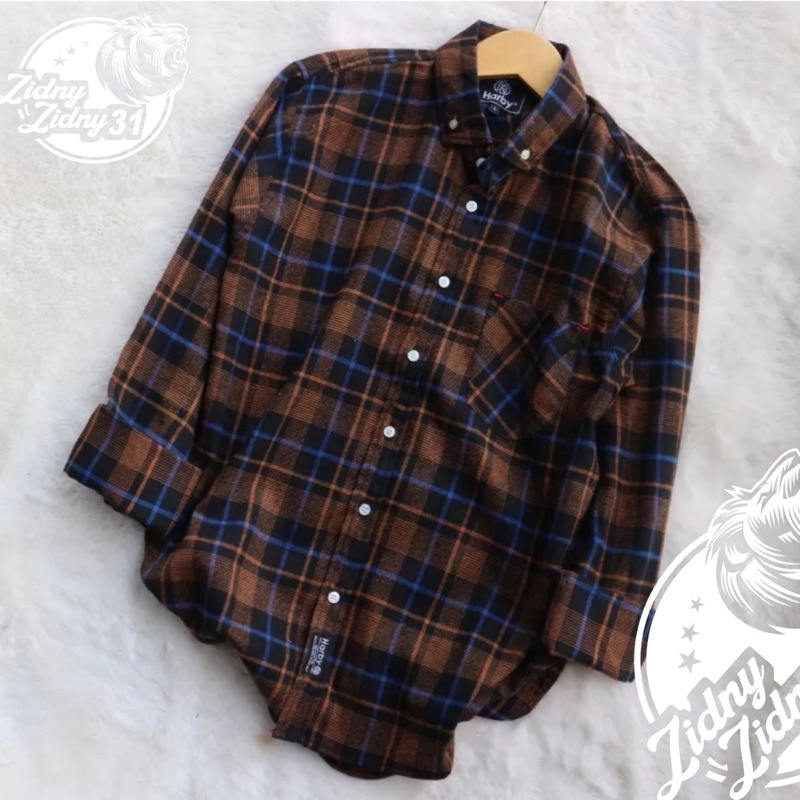 ATASAN WANITA KEMEJA HURLEY KOTAK KOTAK FLANNEL OVERSIZE