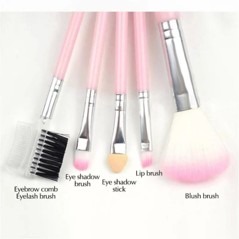 Kuas Make Up Set 5 Pcs Beauty Tools Travel Make Up Brush Aksesoris Kecantikan Kosmetik Wajah Kualitas Premium Impor