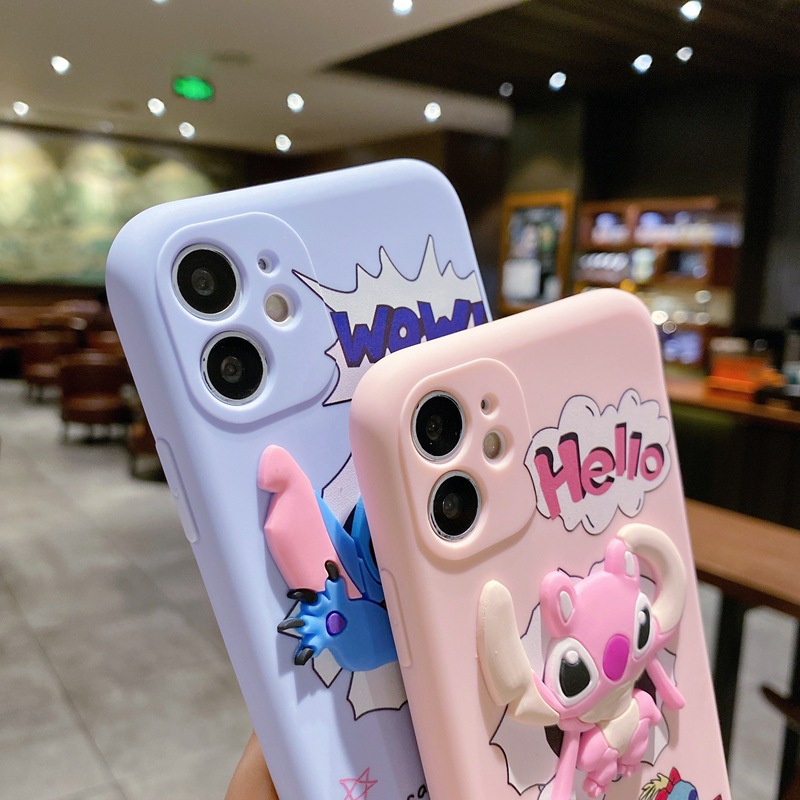 IPHONE Case Bahan Silikon TPU Motif Stitch Untuk OPPO A16 A36 A52 A72 A92 A7 A5S A7N AX7 A12 REALME 9I Q3S