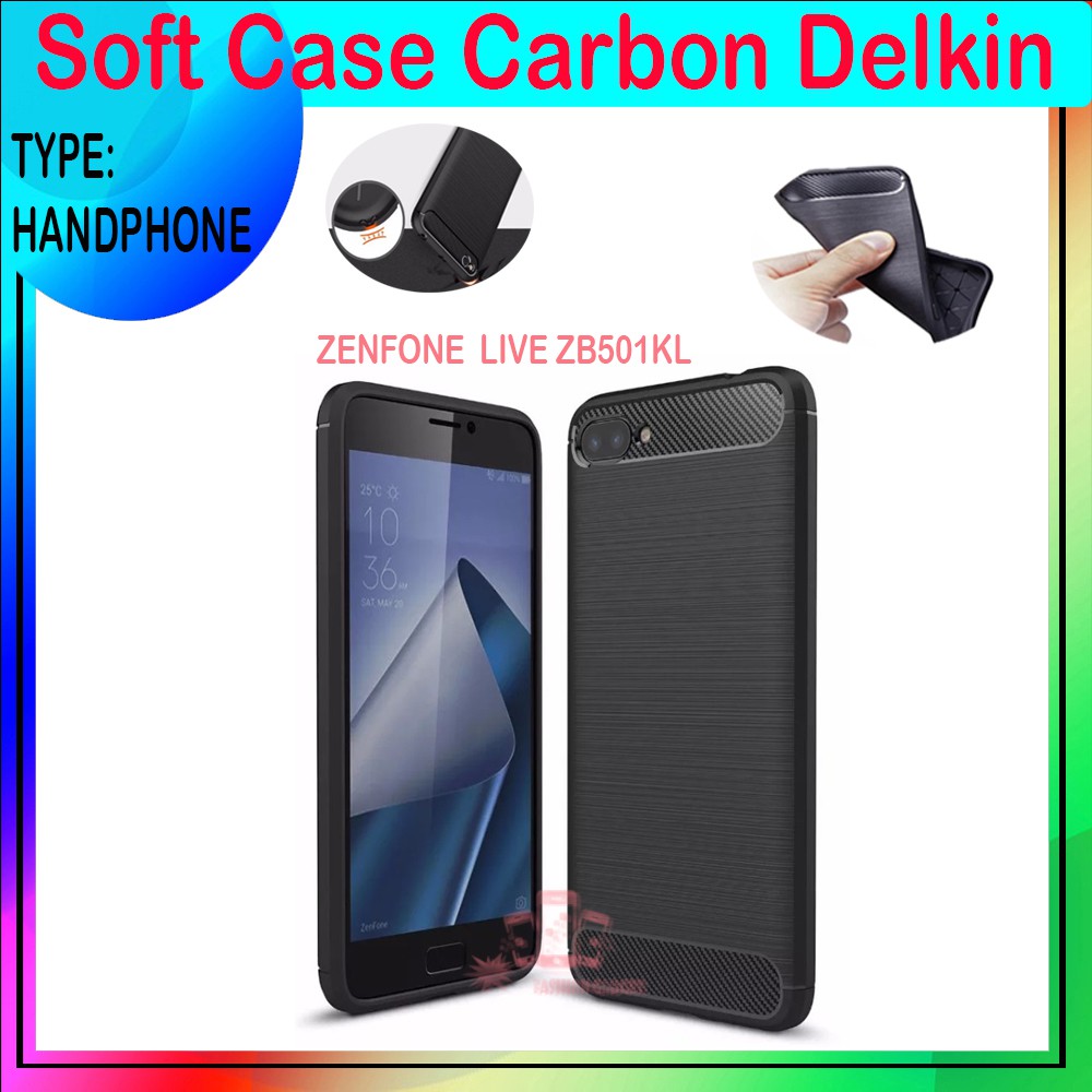 Soft Case Delkin Karbon Zenfone Live ZB501KL Casing Silicone Delkin Kesing Silikon Case