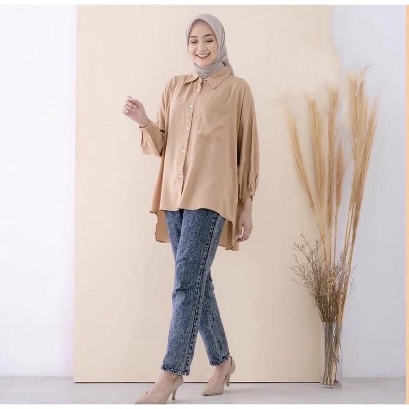 1KG MUAT 5PCS | HANNA KEMEJA OVERSIZE SUPER JUMBO MUAT 100KG HITS OOTD SELEBGRAM