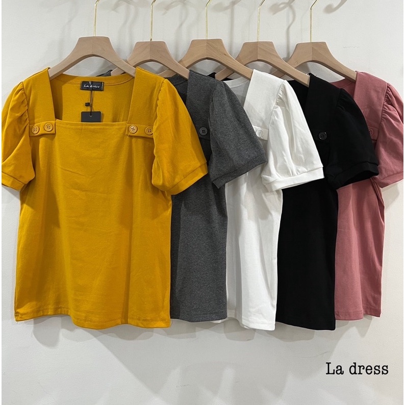 ATASAN LA DRESS MODEL KOTAK VARIASI KANCING/KAOS BANGKOK (BJLD447)