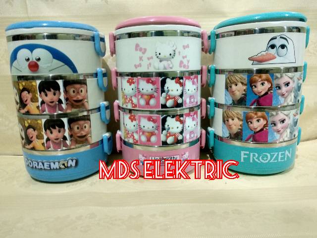 Rantang karakter 4 susun / lunch box Doraemon, hello Kitty, dan frozen