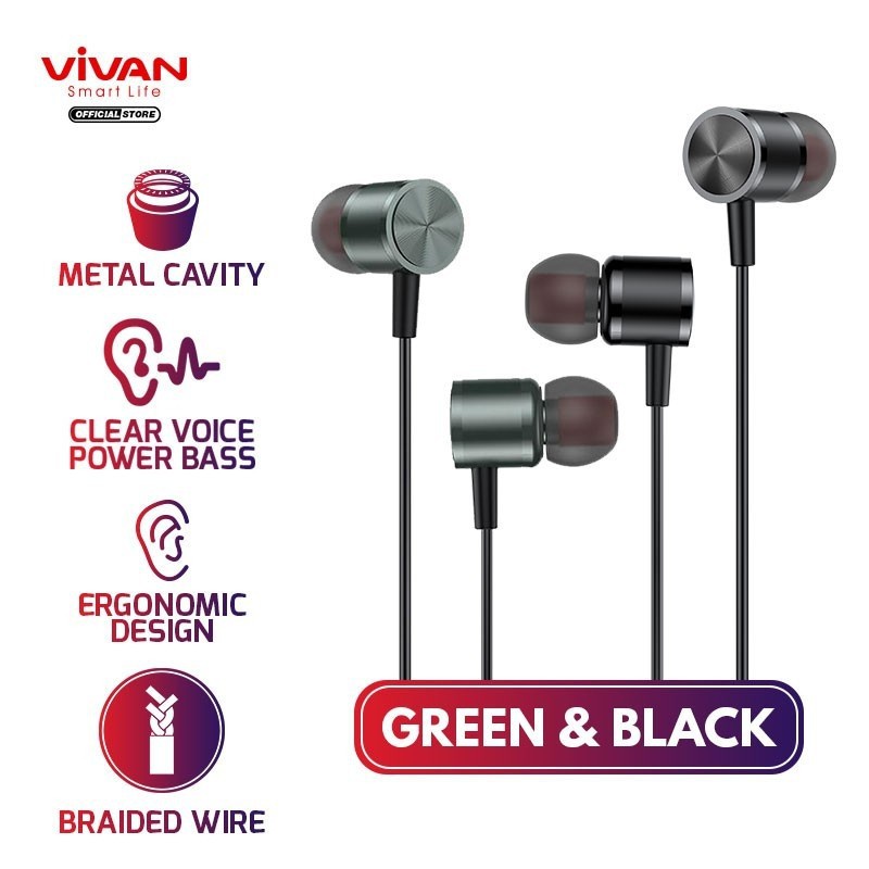 VIVAN Headset Q11S Earphone Android /  Metal Bass Ergonomic