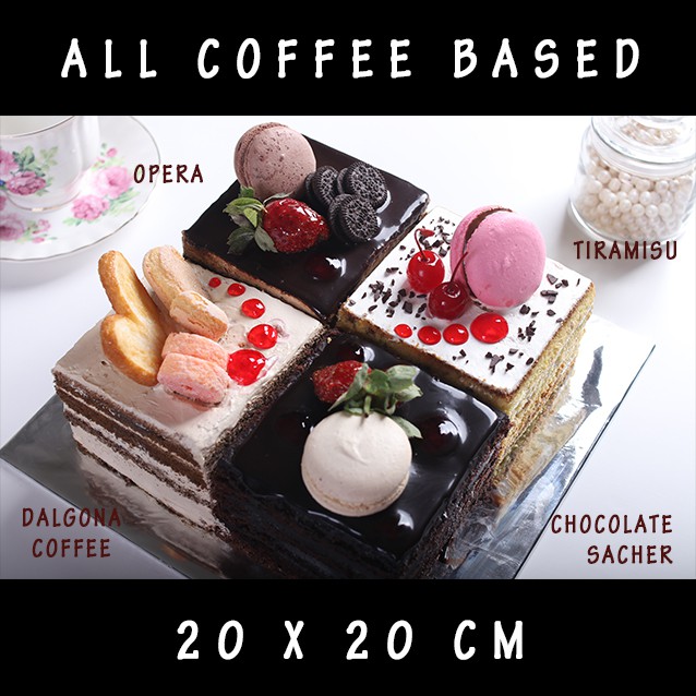 

Kue Ulang Tahun / Mixed Cake (Dalgona, Tiramisu, Opera, Sacher) 20 cm