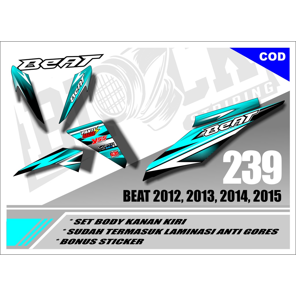 Striping Beat 2012-2015 Variasi Sticker Stiker Skotlet Motor Scotlite List
