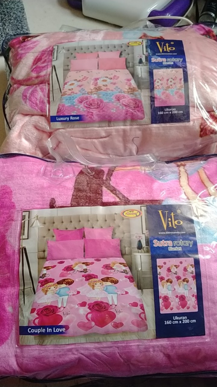 Ww Selimut Vito - Sutra Rotary - Pilihan Motif - 160x200 - Bulu Halus