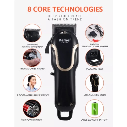 Alat Cukur Kemei 3701/ KM-3701 Cordless Clipper Charger Original