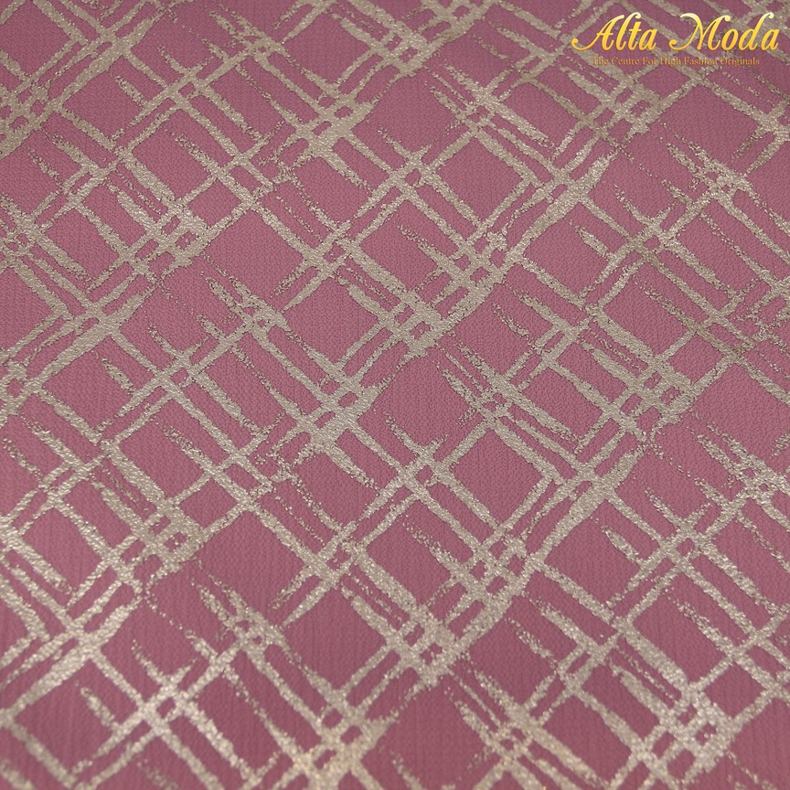 

Alta Moda Bubble Crepe Barbie Pink Lurex Stripe Square Silver (1M)