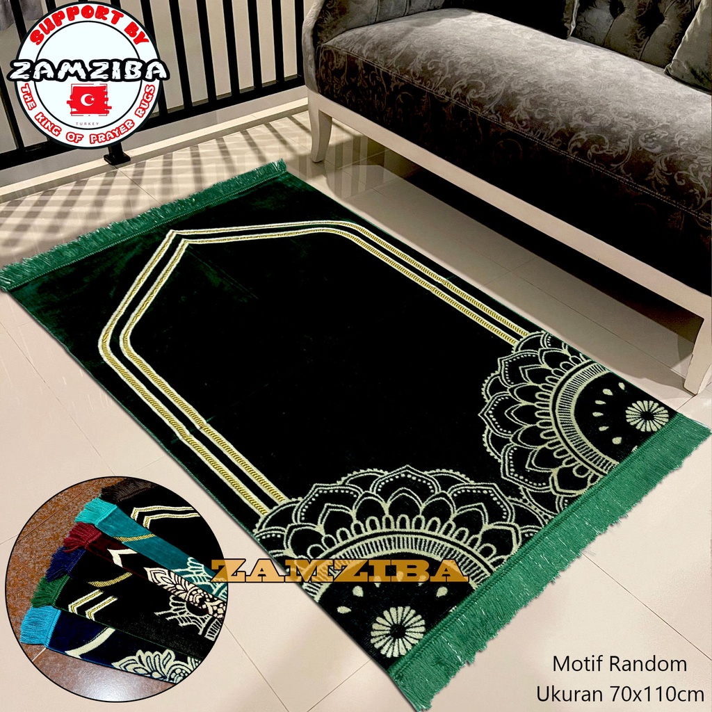 Sajadah Turki Dewasa Bahan Tebal Motif Bunga Kualitas Super Premium Perlengkapan Sholat Zamziba Sejadah