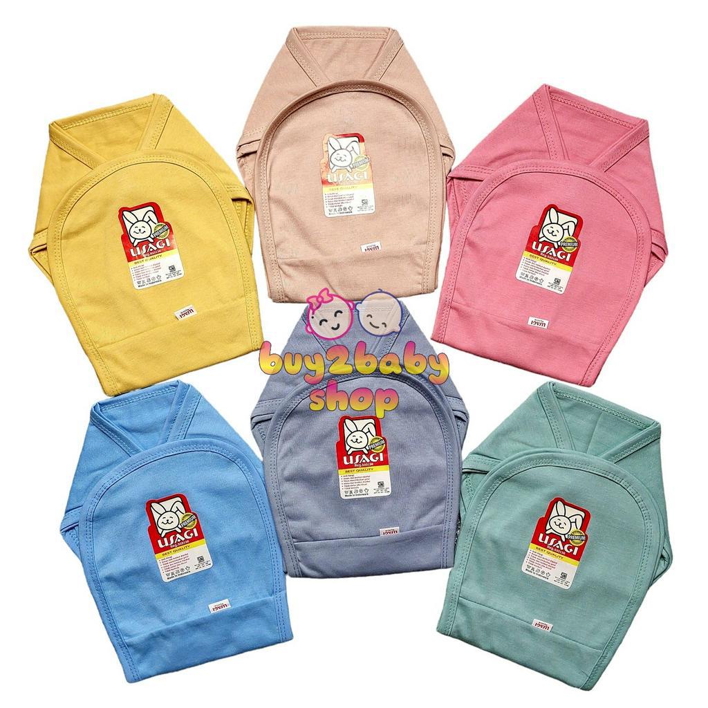 Popok bayi lusinan model tali warna polos premium bahan katun combed halus lembut Usagi isi 3-12 PCS