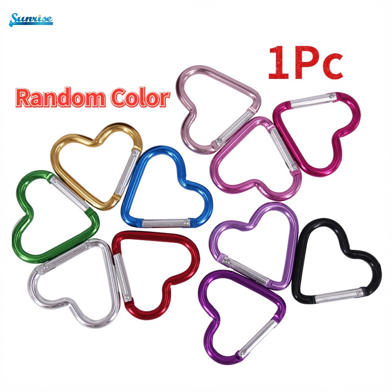 1 Pc Carabiner Bentuk Hati Bahan Aluminum Alloy Multifungsi Untuk Climbing
