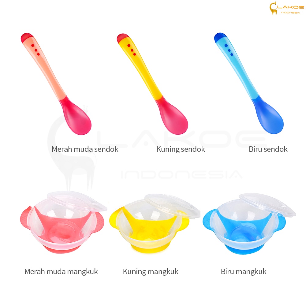 Mangkok sendok garpu bayi /alat makan bayi silikon anti tumpah