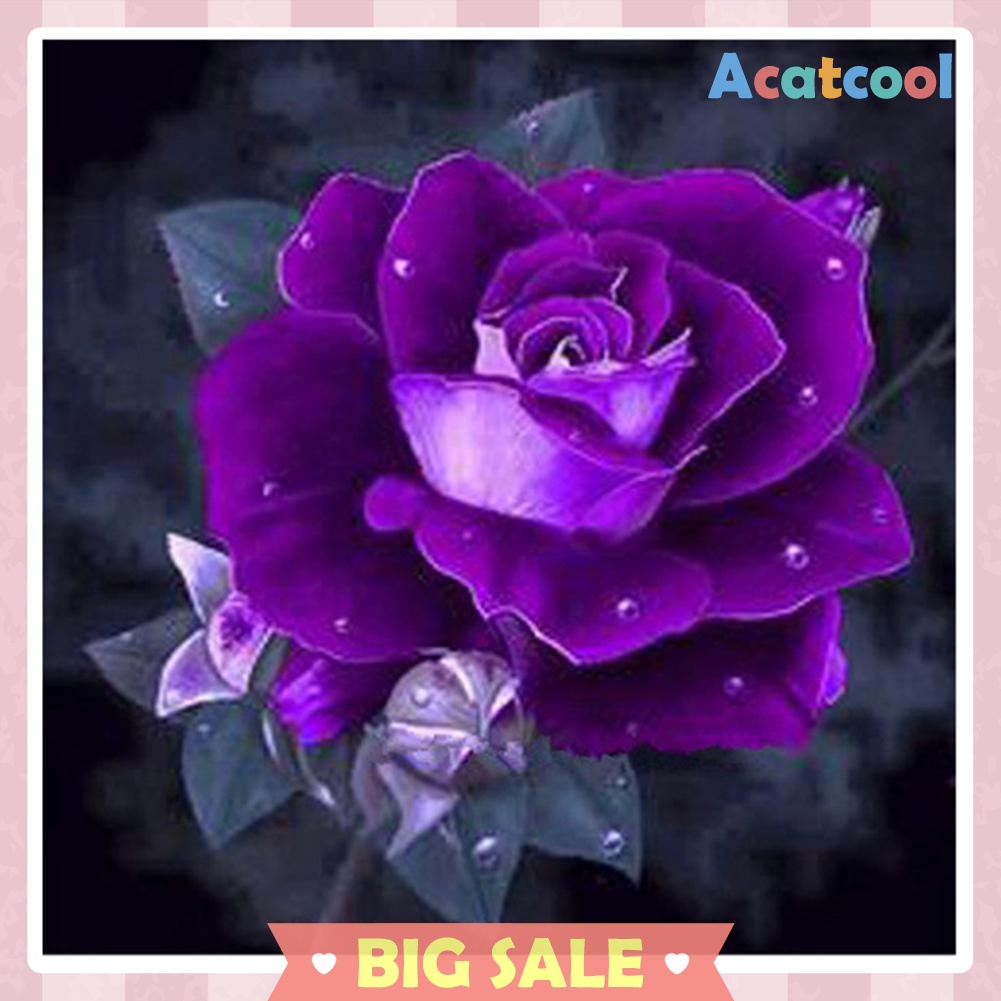 5D DIY Full Drill Square Diamond Painting Purple Rose Cross Stitch Mosaic