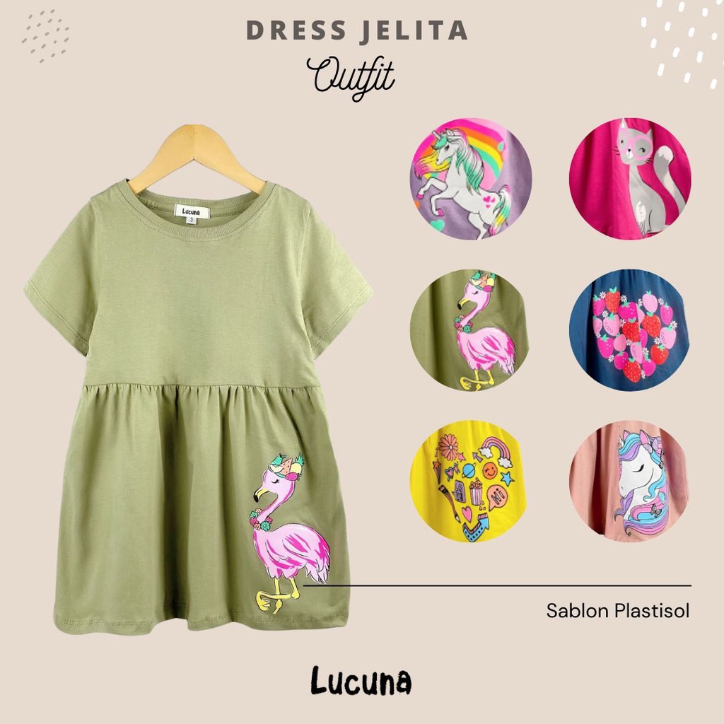 PROMO 7.7 Dress Jelita Anak 1 -5 Tahun Dress Sablon Smilee Dress Anak Lucu Sehari hari