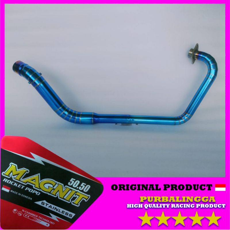 Pipa leher knalpot Bluemoon Yamaha Byson Fi Lama full cacing stainless header knalpot BYSON