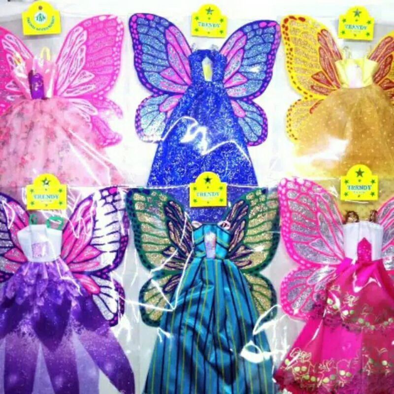 Mainan Baju Boneka Barbie Sayap Motif Pesta Terbang