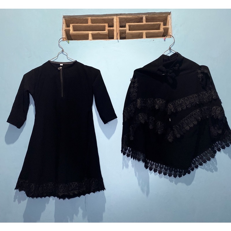 set abaya doble renda