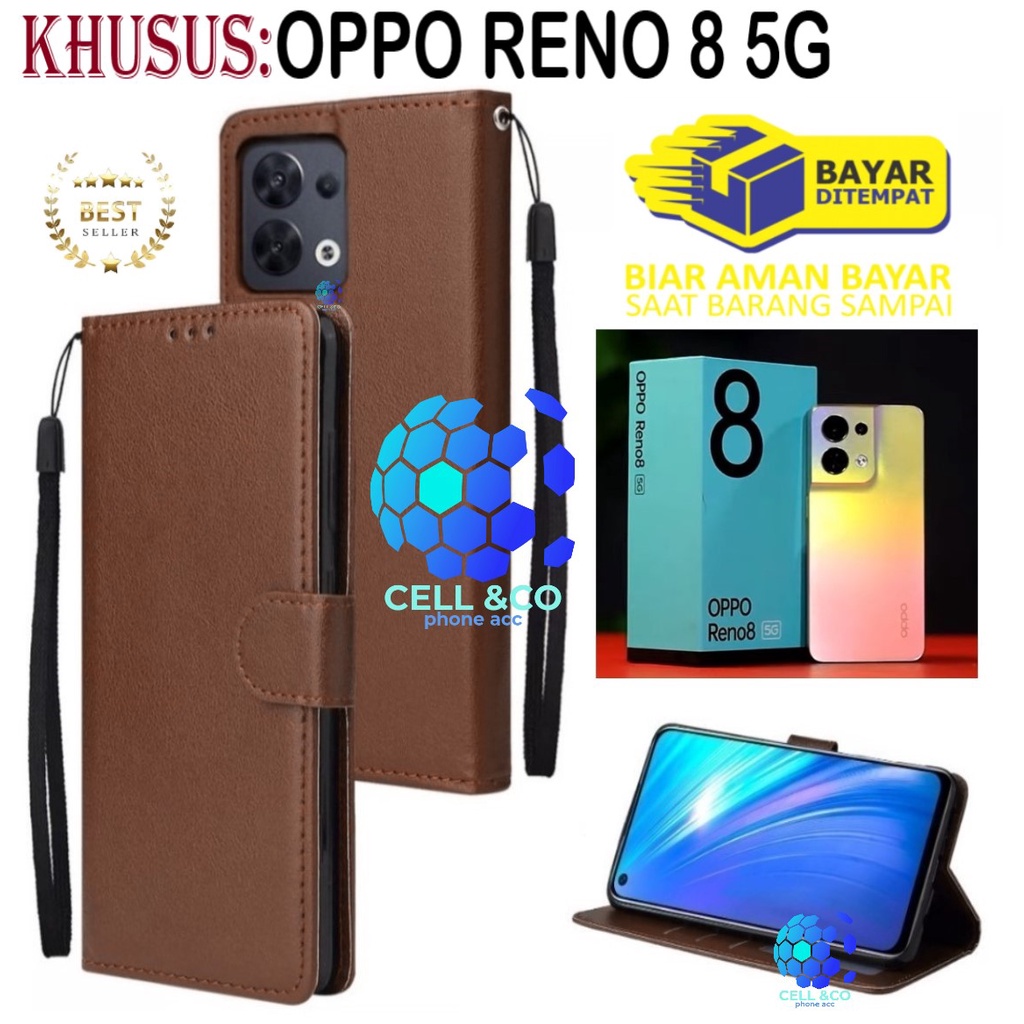 NEW OPPO RENO 8 (5G) TERBARU CASE FLIP LEATHER WALLET PREMIUM FLIP CASE BUKA TUTUP KESING HP CASING FLIP CASE WALLET OPPO RENO 8 5G 2022