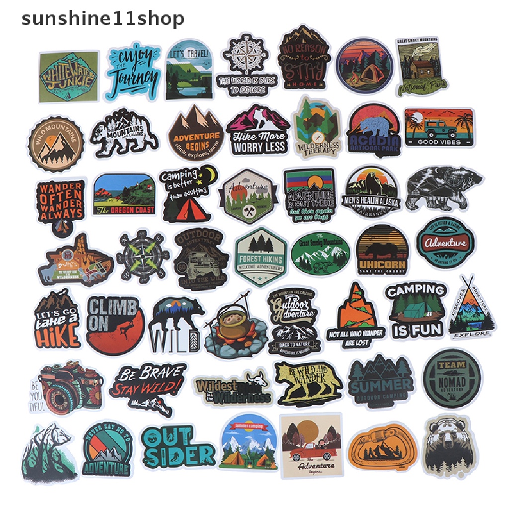 (SHO) 50pcs Stiker Motif Pemandangan Untuk Dekorasi Koper / Laptop / Gitar