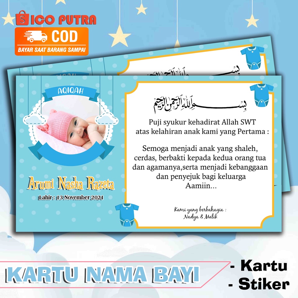 Kartu nama bayi terbaru Lucu unik / Tasyakuran Aqiqah