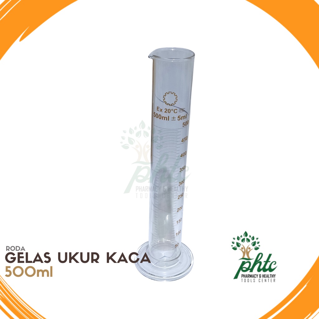 RODA Gelas Ukur 500ml l Gelas Ukur Kaca 500 ml l Alat Ukur Cairan GU 500ml