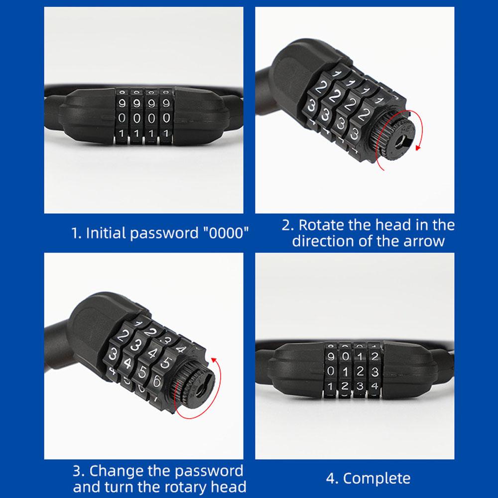 Lanfy Kunci Sepeda Stainless Coil Kabel Digit Kombinasi Kode Sepeda Combination Password Lock