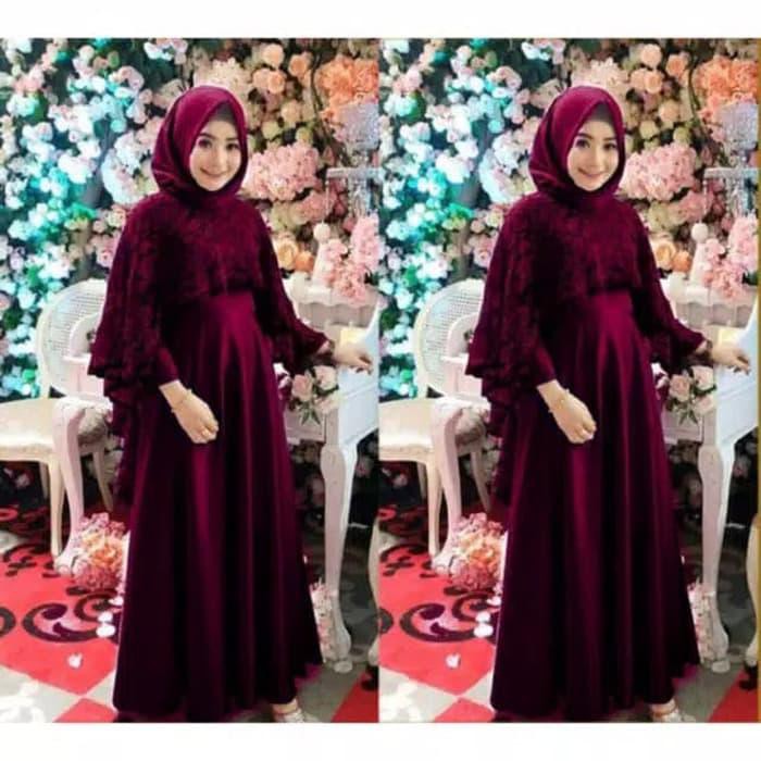 promo Gamis maxi / Gamis maxi tiara brukat syari / Busana muslim maxi tiara hijap / gaun muslim /