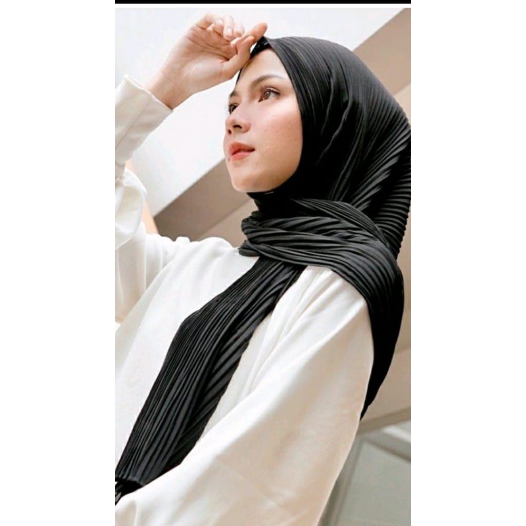 REIRA HIJAB PASHMINA PLIKSET FULL BAHAN CERUTTY BABYDOLL PREMIUM TANPA GARIS TENGAH