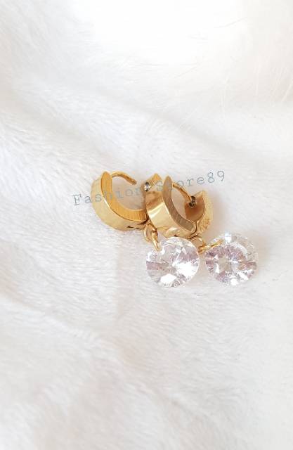 Ready stok New Anting jurai permata Import titanium gold Antikarat bestseller