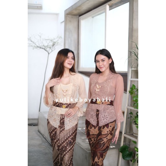 set kebaya jadi Bordir Premium lengan lonceng panjang