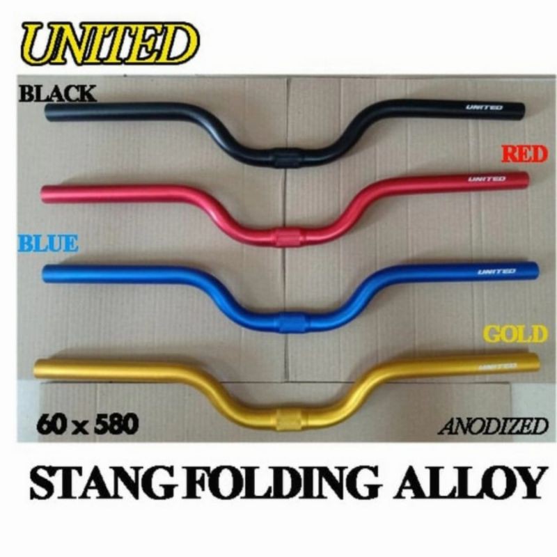 Stang Handlebar Sepeda Lipat Diameter 25.4mm Stang Folding United Full Alloy Rise 60 X 580mm Original