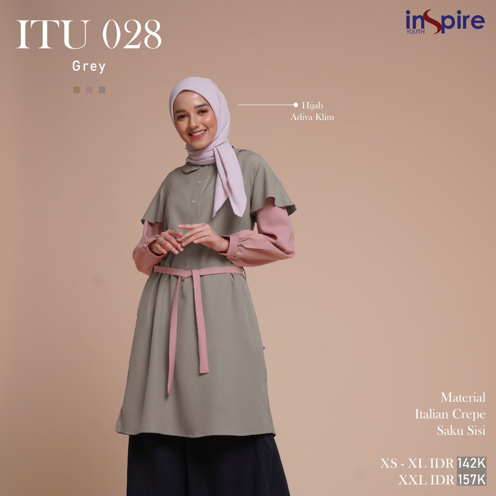 INSPIRE TUNIK ITU 028 BAHAN ITALIAN CREEP TUNIK MUSLIMAH TRENDY ELEGAN CANTIK FORMAL OR SEMI FORMAL