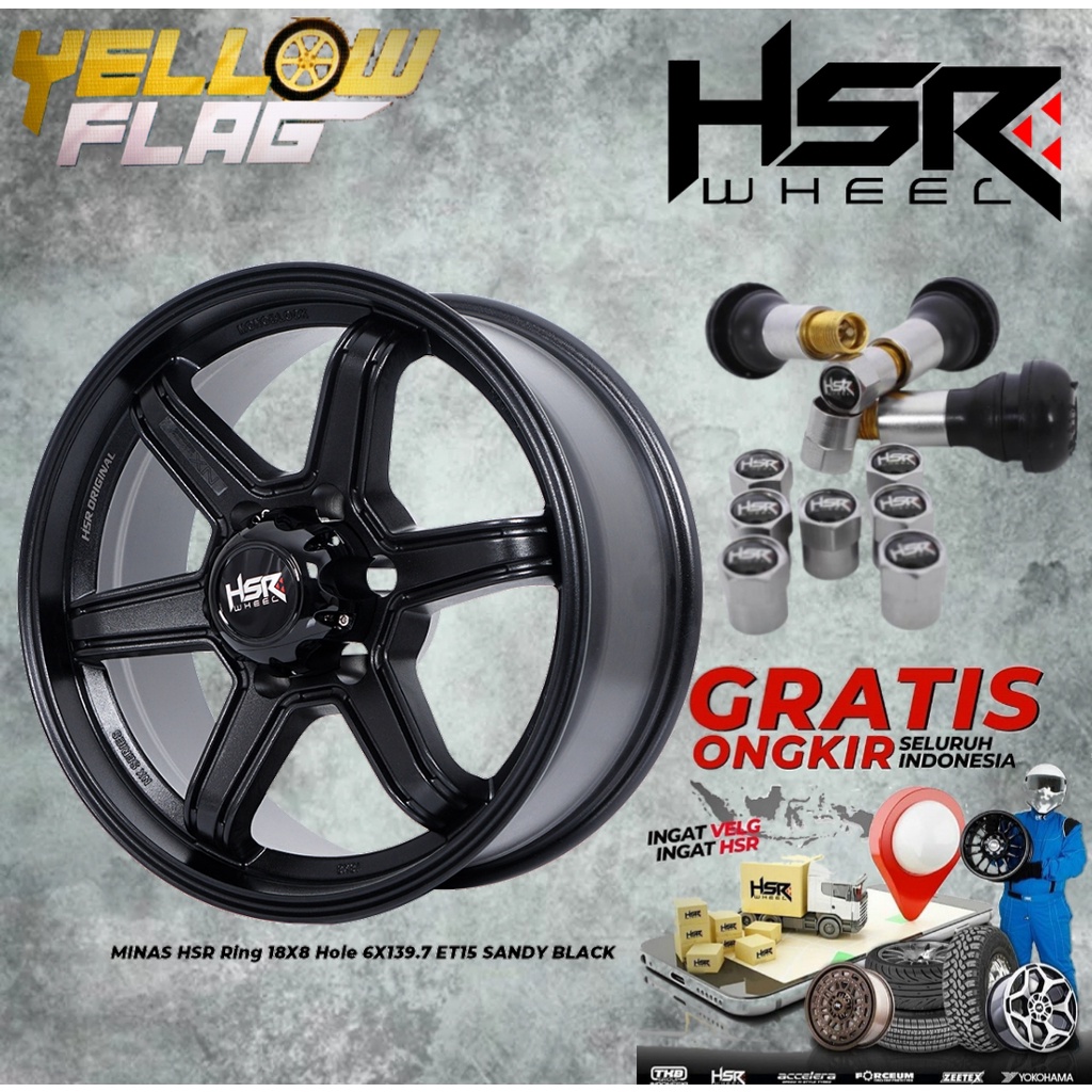 Velg Racing Murah Ring 18 HSR MINAS Lobang 6 Pelek Mobil Pajero Sport