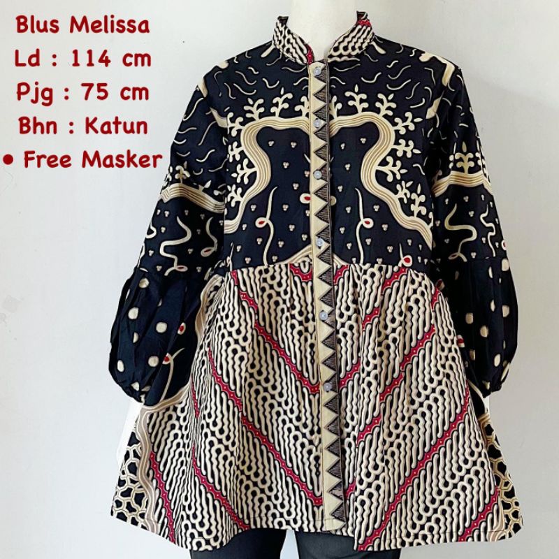 Blus kasmaran Melisa full kancing depan batik solo atasan kerja