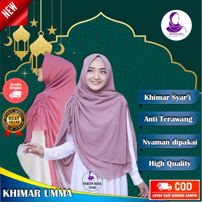 Khimar Hijab Jilbab Instan instant syari syar i Syar'i 2 Layer Ceruty Babydoll Murah Terbaru Umma U2