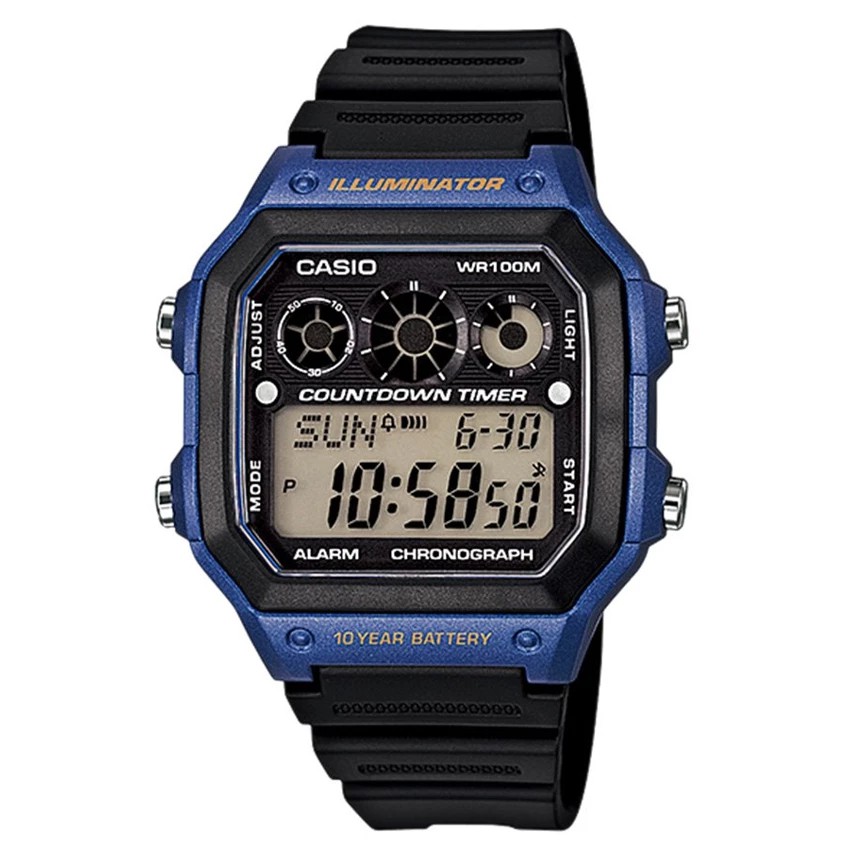 Casio Original AE-1300WH / AE1300WH Jam Tangan Pria Digital Karet Hitam