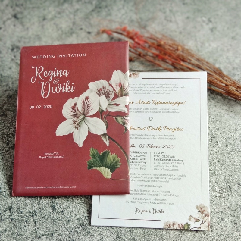 UNDANGAN SINGLE HARD COVER /UNDANGAN MURAH/UNDANGAN ELEGANT