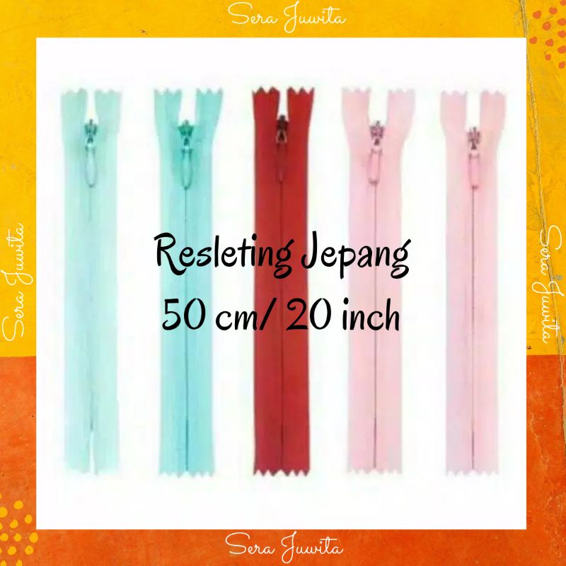 Resleting/Rit Jepang KCC 50 cm/20 inch/Invisible Zipper Ritsleting Risleting Warna Hitam Putih Murah