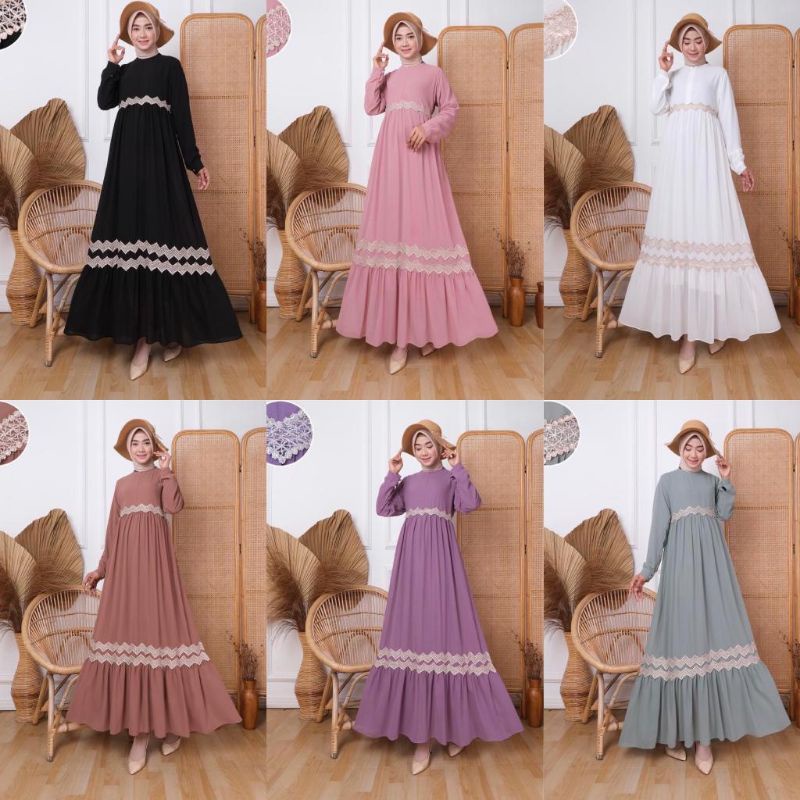 gamis polos renda