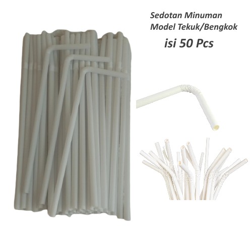 Sedotan Plastik Tekuk Sedotan Bengkok isi 50 pcs