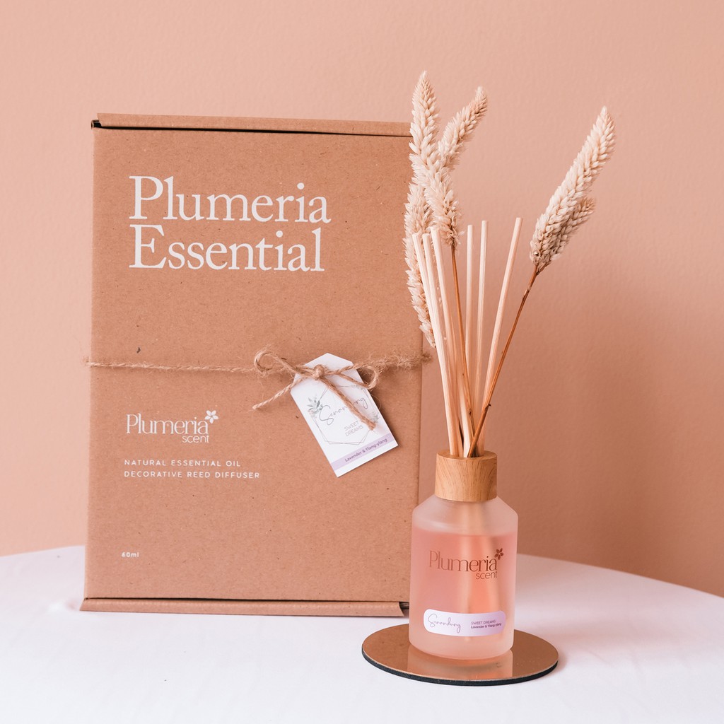 Plumeria Reed Diffuser By Plumeria Scent - Essential Oil - Senandung ( Lavender & Ylang - ylang )