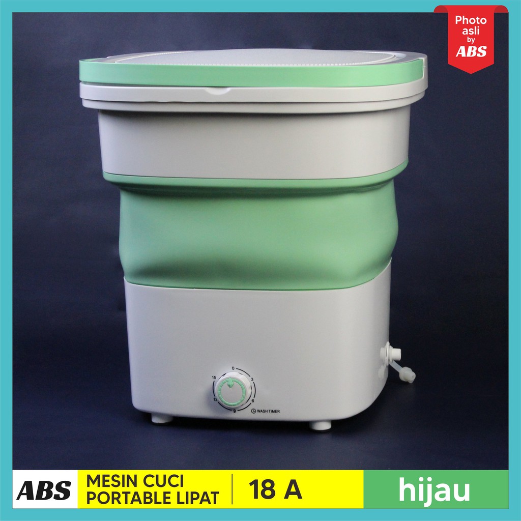 ABS MESIN CUCI PORTABLE MESIN CUCI LIPAT MINI FOLDING WASHING MACHINE  KAPASITAS 2,8kg-HIJAU