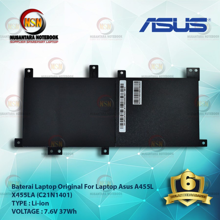 Baterai Laptop Original Asus C21N1401 For Laptop Asus A455L X455LA