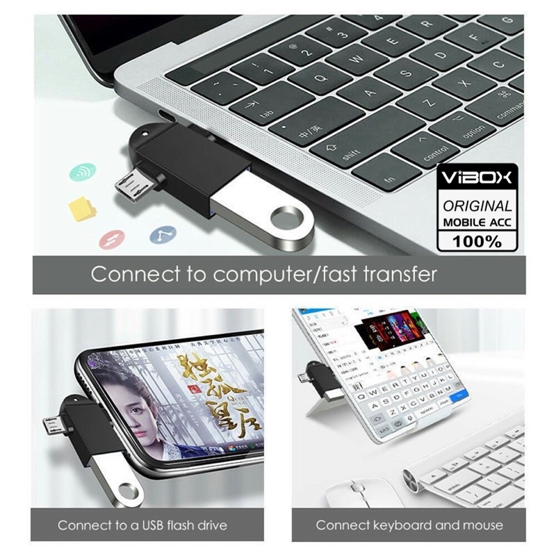 GROSIR OTG 21 VIBOX 2in1 MICRO TYPE C ALL IN ONE ON THE GO USB3.0 HIGH SPEED