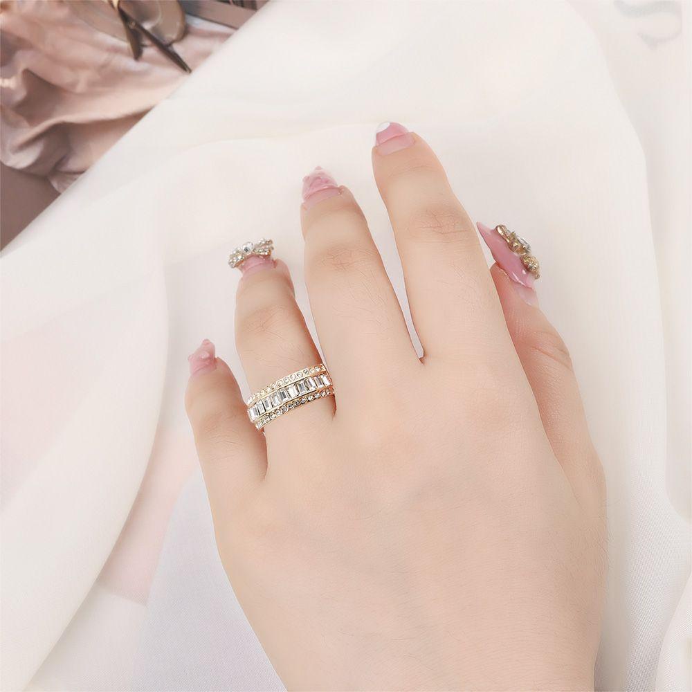 Lily Cincin Kawin Mewah Janji Tunangan Emas 14K Padat Womens Jewelry