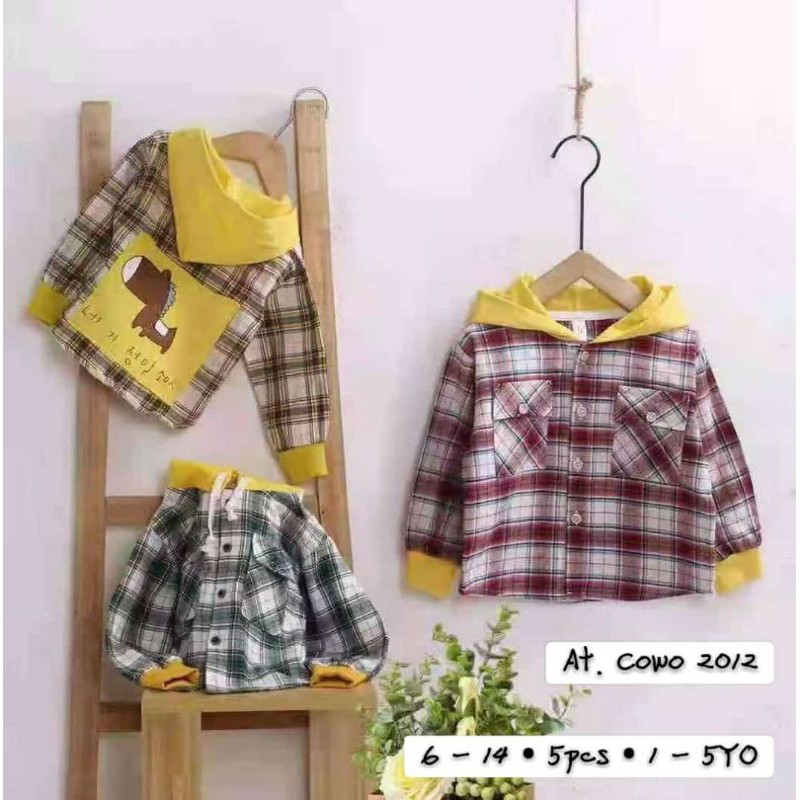 Kemeja Import Kombinasi Topi Anak cowok