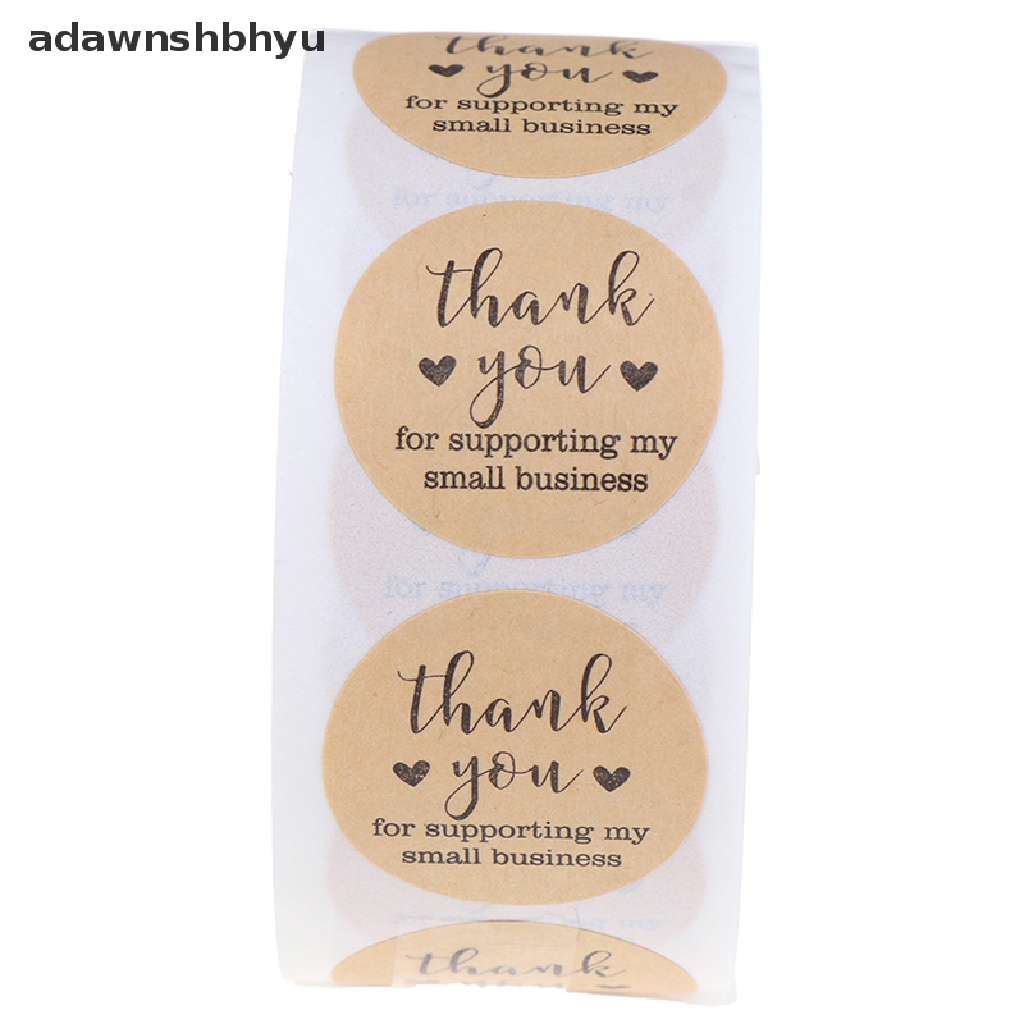 Adawnshbhyu 500PCs/roll Handmade Thank You Stiker Kertas Label Bulat Alat Tulis Dekorasi