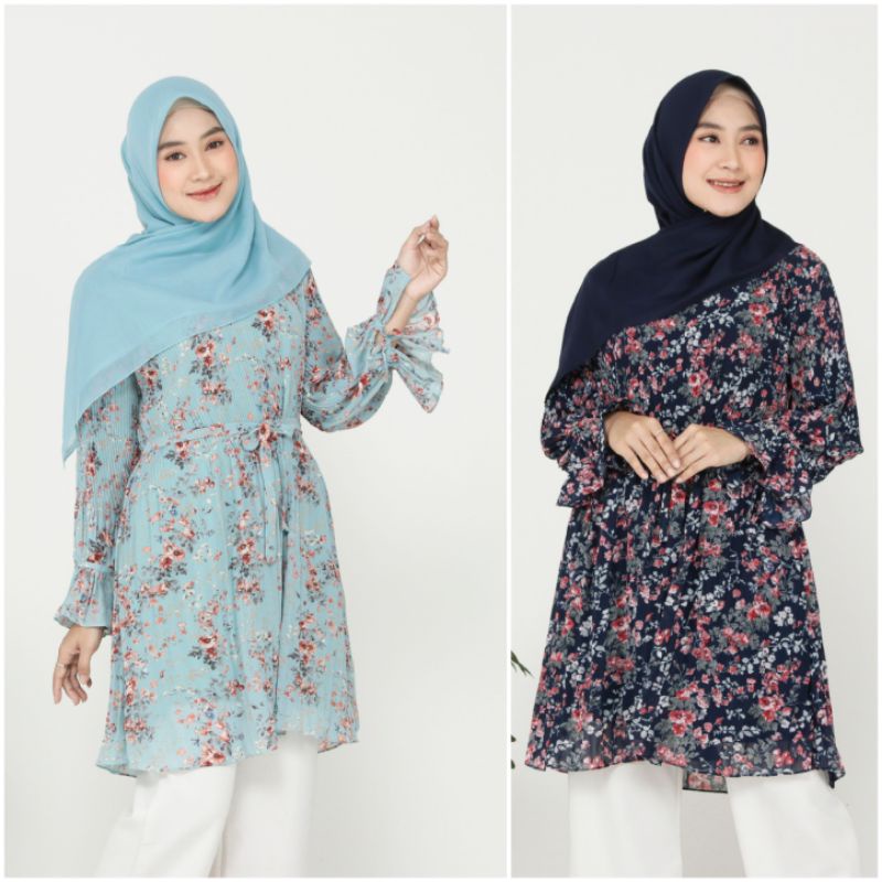 ATASAN WANITA TUNIK  PLISKET CHIFFON MOTIF TUNIK  SIFON  